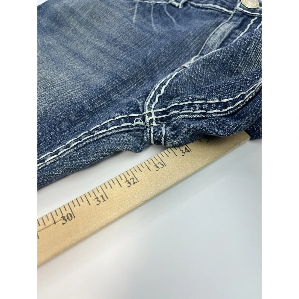 True Religion Jeans Mens 34x33 Dark Wash Denim Joey Super T Thick Stitching